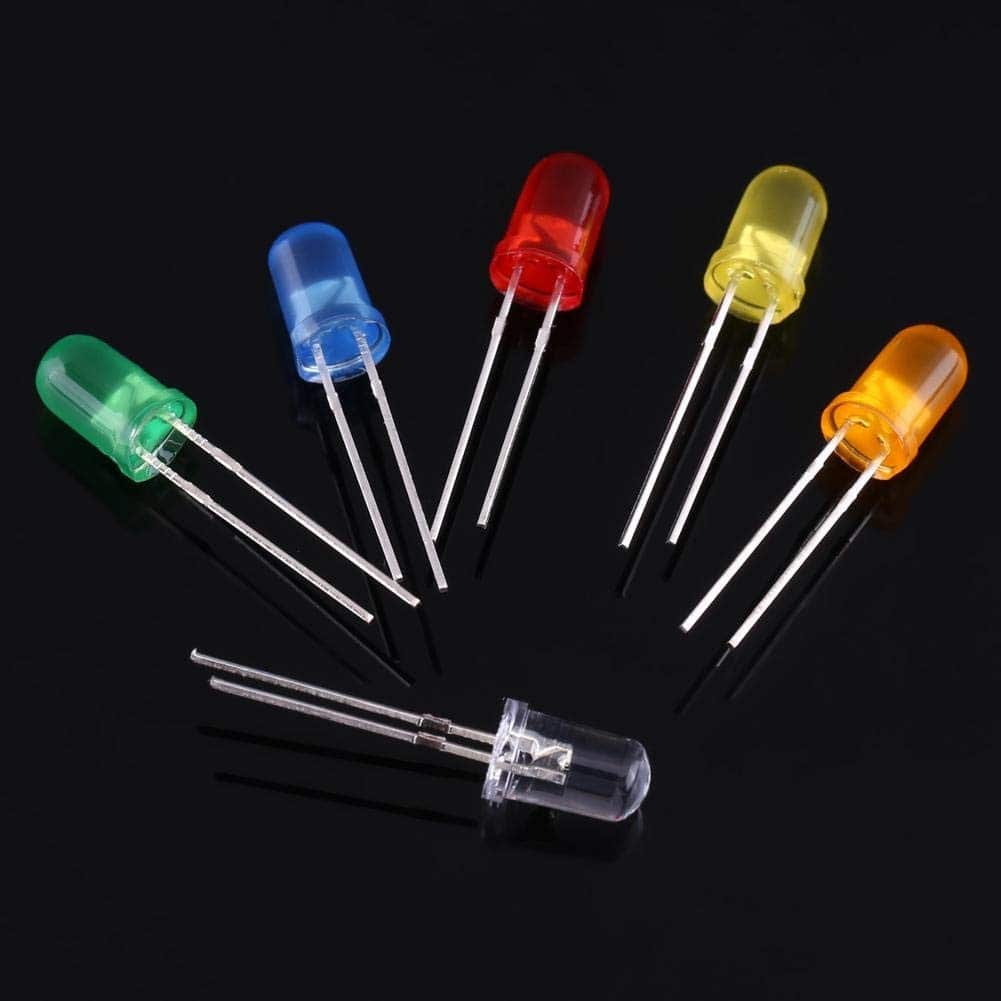 REES52® 200Pcs LED Diodes Lights 5mm Light Emitting Diode LED Lamp Assorted Kit 2pin Diffused LED Electronic Parts Kit, 5 Colors - REES52