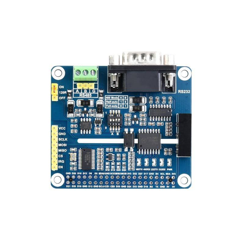 Waveshare Isolated RS485 RS232 Expansion HAT for Raspberry Pi, SPI Control -RS2047 - REES52