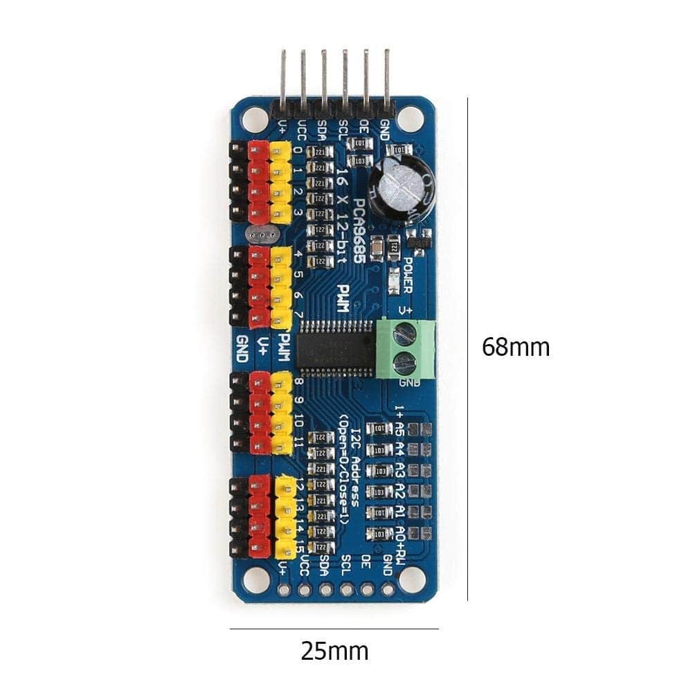PCA9685 - 16 Channel 12-Bit PWM Servo Motor Driver I2C Module For Arduino - RS3679/AA175 - REES52
