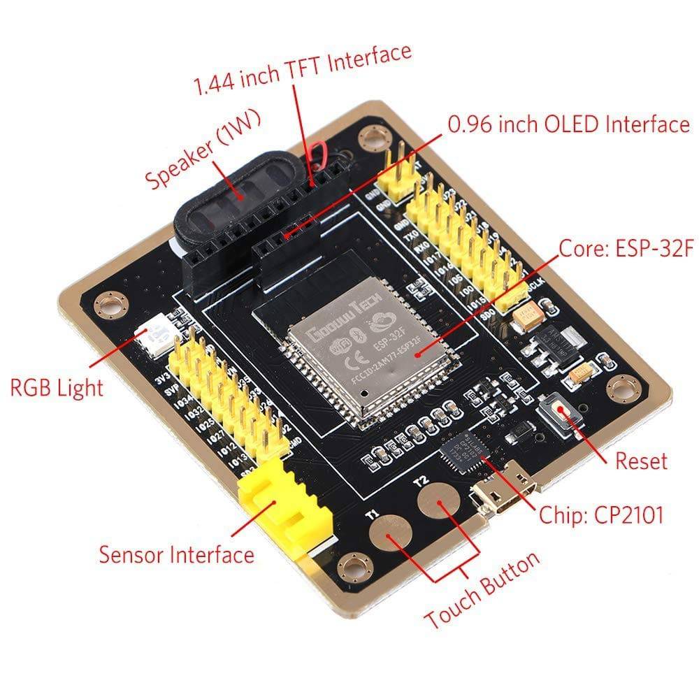ESP-32F Development Board WiFi+Bluetooth Ultra-Low Power Consumption Dual Core ESP32 Similar M5Stack for Arduino - RS1867 - REES52