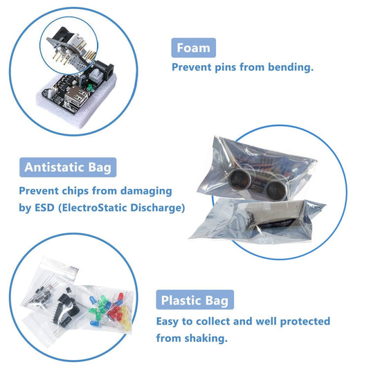Basic Starter kit for Compatible with Arduino SMD UNO, Breadboard, LED, Resistor,Jumper Wires and Power Supply - KT1051_SMD - REES52