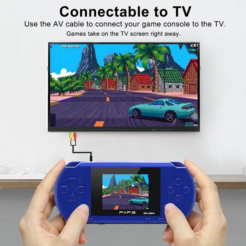 PXP3 Handheld Game Console, 16 Bit Portable Classic Game Console LCD Game Player with 2.7 Inch TFT Screen, 2 Game Cards - RS2675 - REES52
