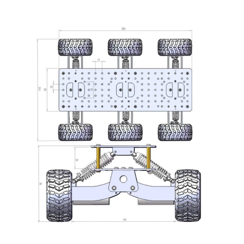 6WD Shock-Absorbing Chassis 6WD Search Rescue Platform Smart Car Chassis Damping Off-Road Climbing - RS5537 - REES52