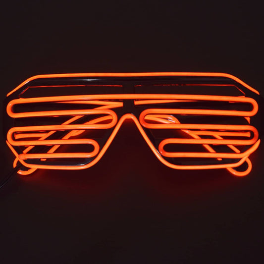 Glow Shutter Rave Neon LED Glasses El Wire Light Up Flashing Sunglasses DJ Costumes - RS1625 - REES52