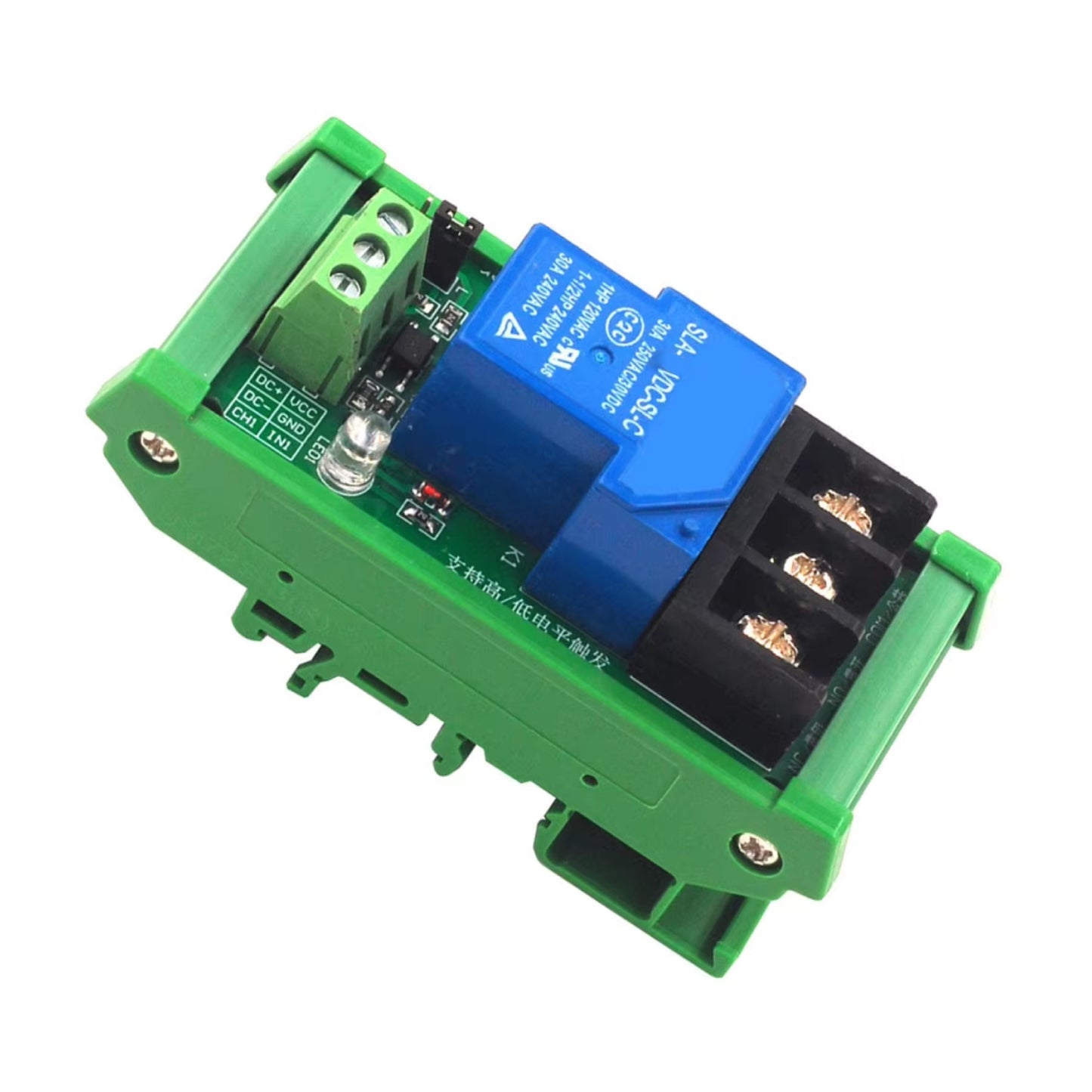 1-Channel 12V 30A Relay Module 12V 30A Relay Module with Optocoupler & Guide Rail One Channel Industrial-Grade Relay Module For Automation - RS4365