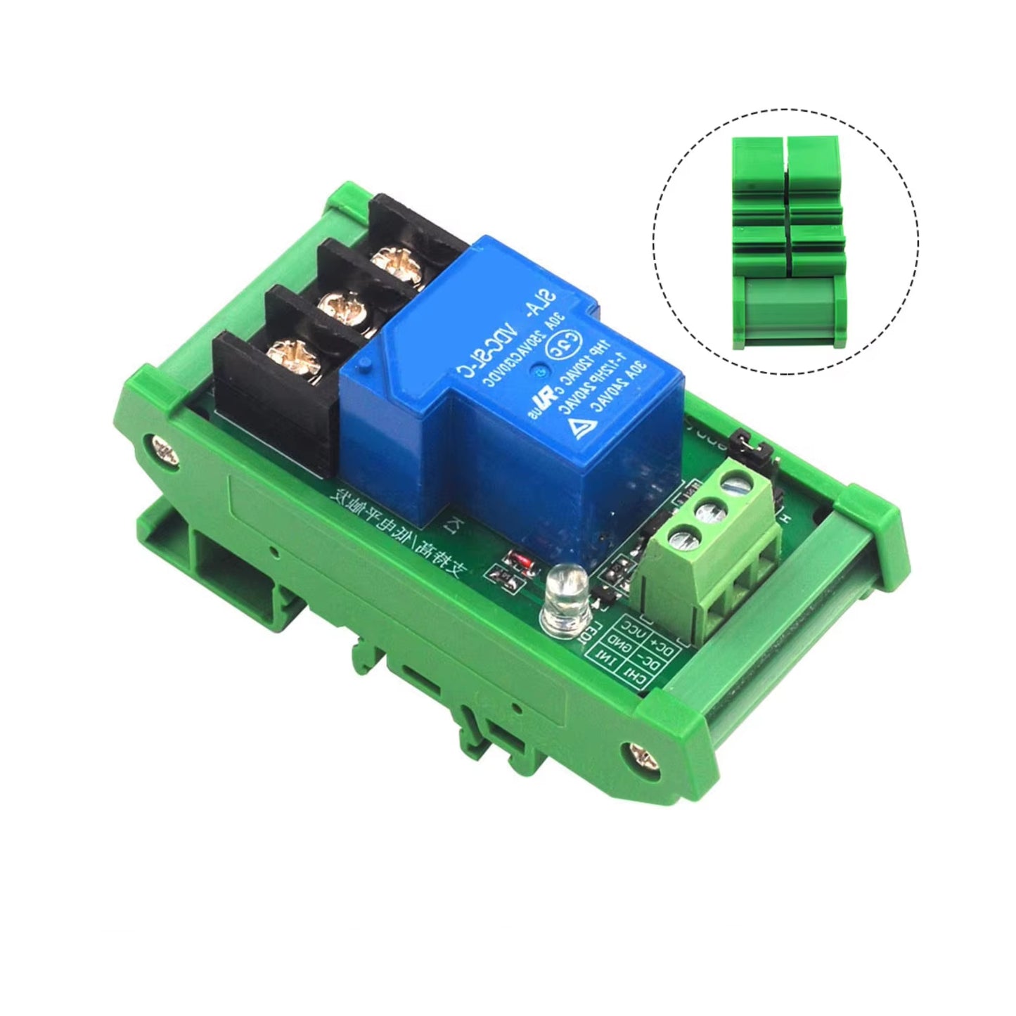 1-Channel 12V 30A Relay Module 12V 30A Relay Module with Optocoupler & Guide Rail One Channel Industrial-Grade Relay Module For Automation - RS4365