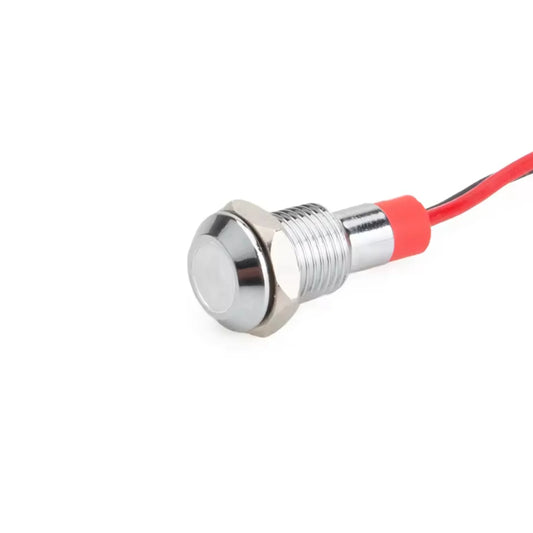 10-24V 10mm LED Metal Indicator Light With 15cm Cable 10-24V Metal Indicator Light Industrial-Grade LED Indicator Light For Machinery & Equipment - WHITE - RS6944