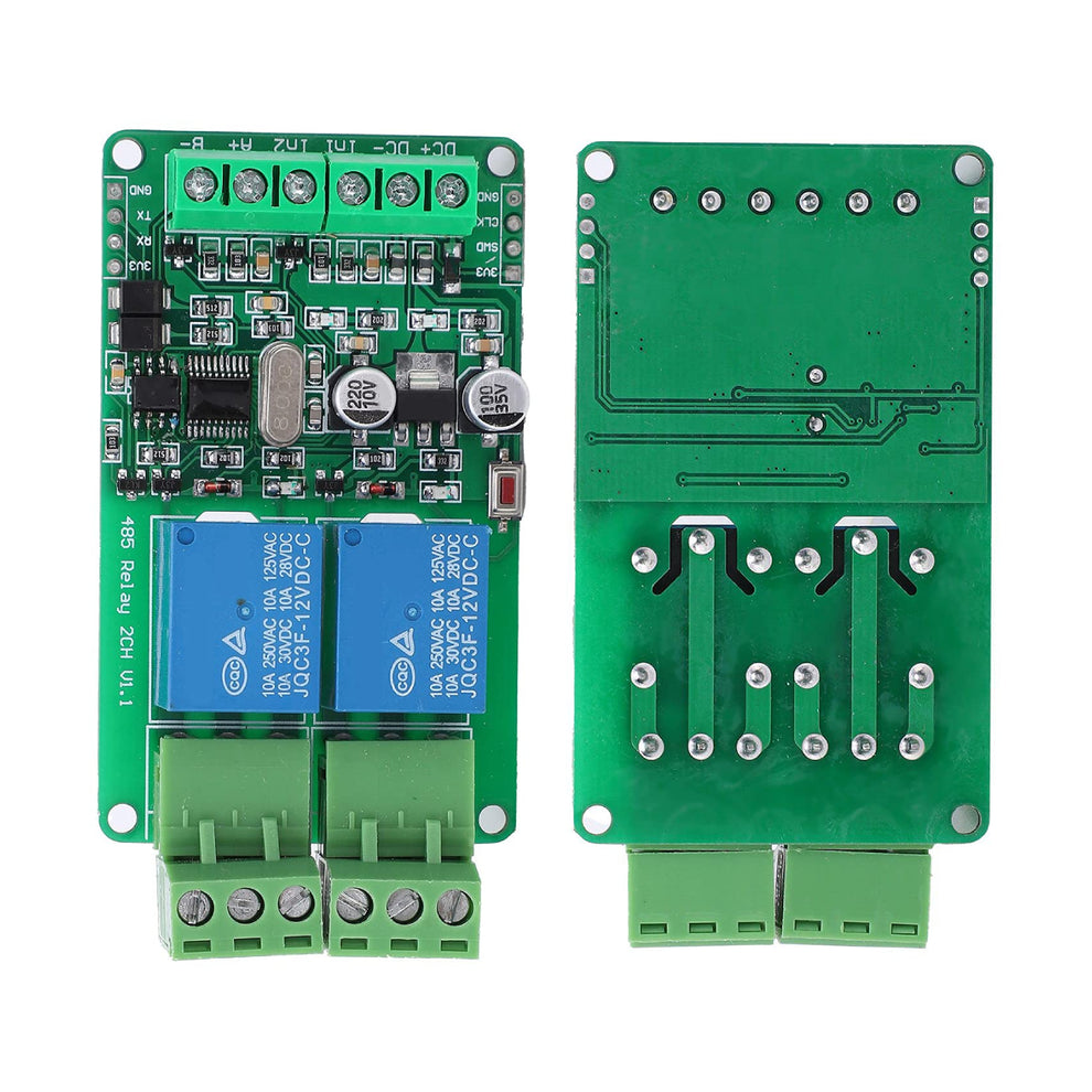 12V RS485 Modbus RTU 2-Channel Relay Module With Optocoupler Isolation ...
