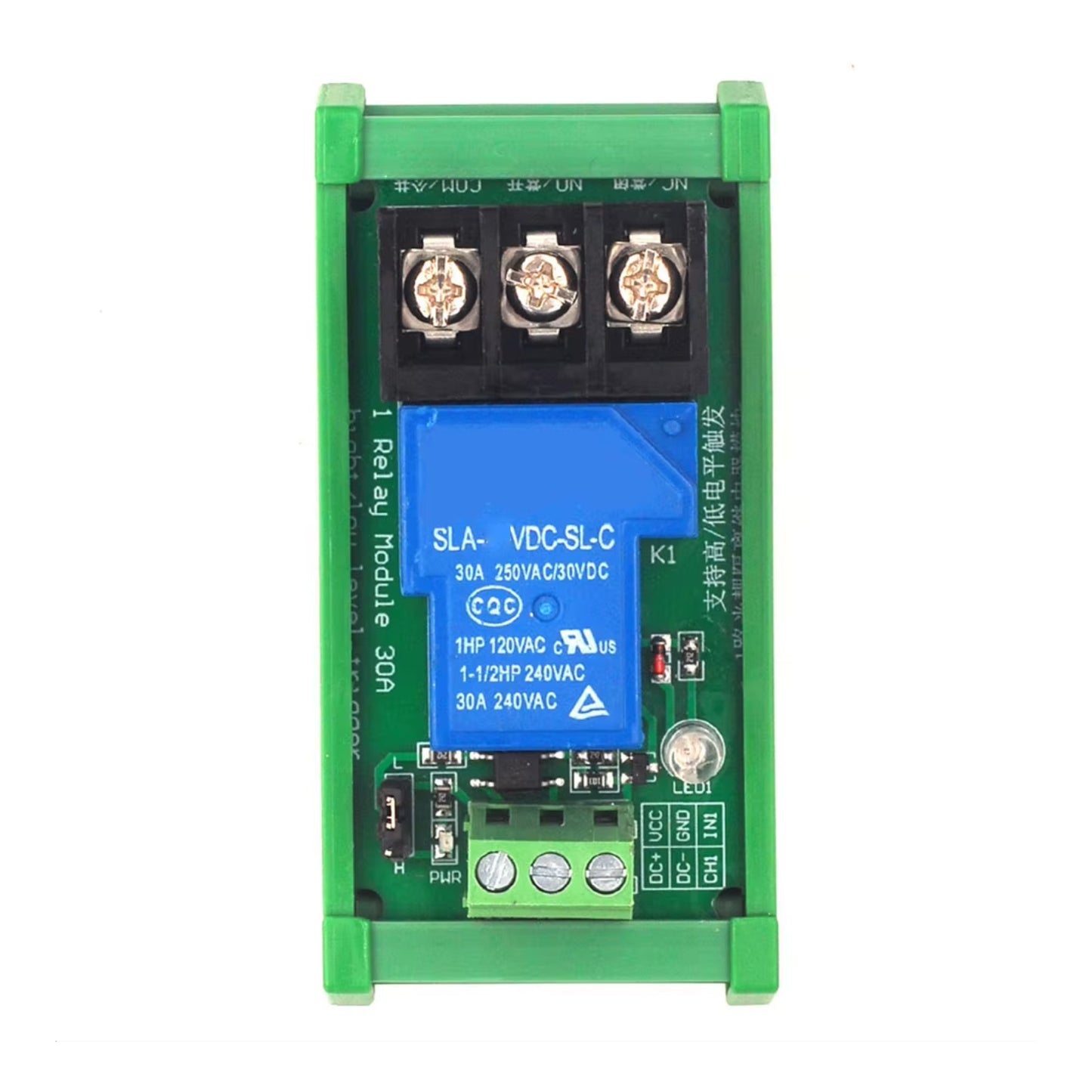 1-Channel 12V 30A Relay Module 12V 30A Relay Module with Optocoupler & Guide Rail One Channel Industrial-Grade Relay Module For Automation - RS4365