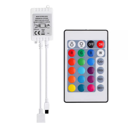 12V RGB LED Strip Controller With 24-Key IR Remote 12V 5050 RGB LED Strip Controller Set 6A Output Powerful RGB LED Strip Controller Kit For Vibrant Lighting - RS4381