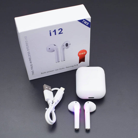 i12 TWS Wireless Earphone Bluetooth 5.0 Touch Earbuds Headset with Charger Box - White - RS2174 - REES52
