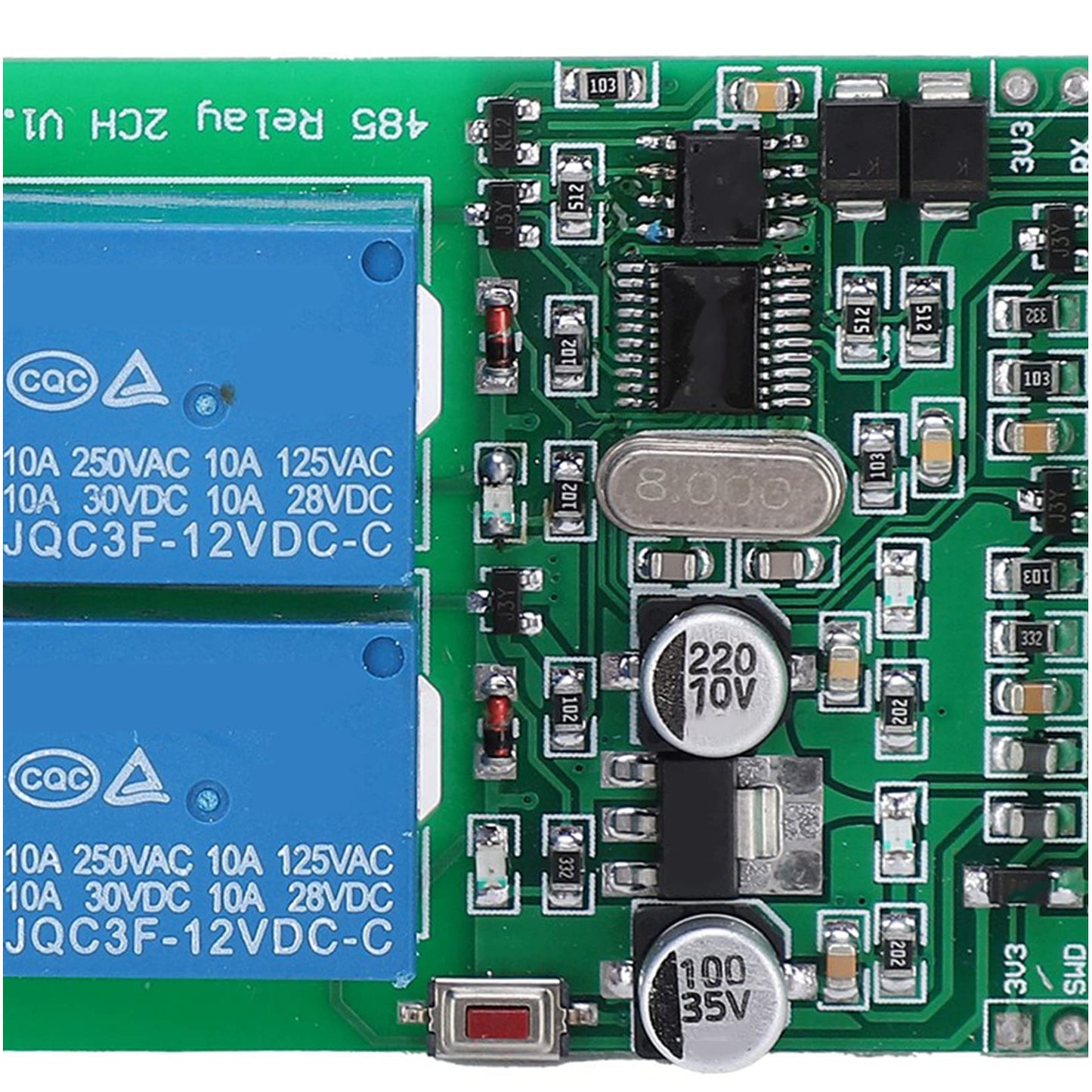 12V Modbus RTU 2-Channel Relay Module Industrial 12V Modbus RTU Relay 2-Channel Modbus RS485 Relay With 2 Channels, Optocoupler Isolation, and RS485 Communication For Industrial Automation- RS4397