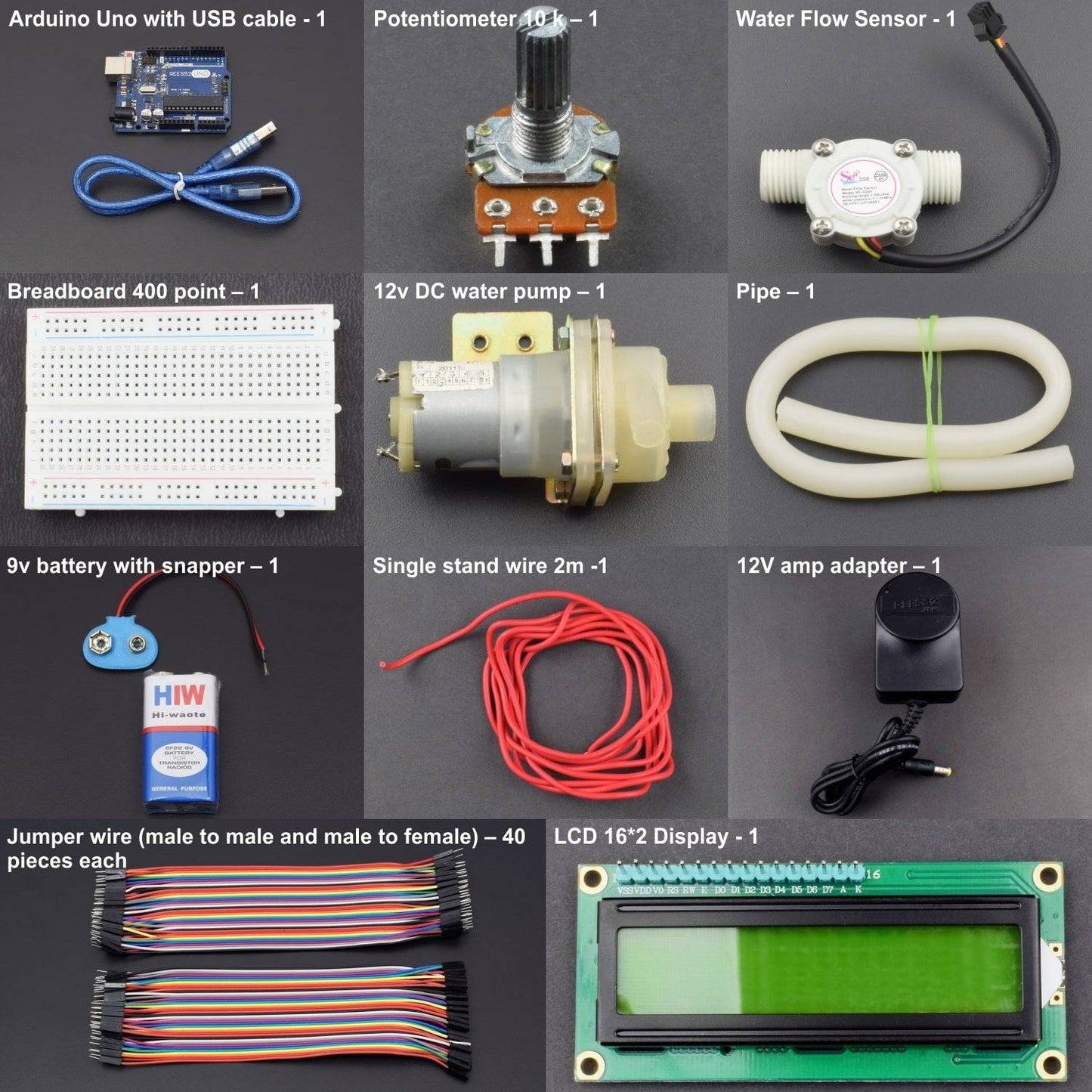 Measure the value of water flow using water flow sensor and DC water pump 12 V interfacing with Arduino uno - KT860 - REES52