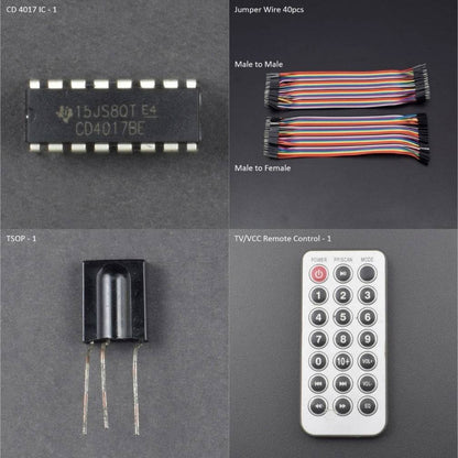 MAKE A HOME AUTOMATION SYSTEM USING TSOP AND 1 CHANNEL 5V RELAY INTERFACING WITH 4017 IC - KT855 - REES52