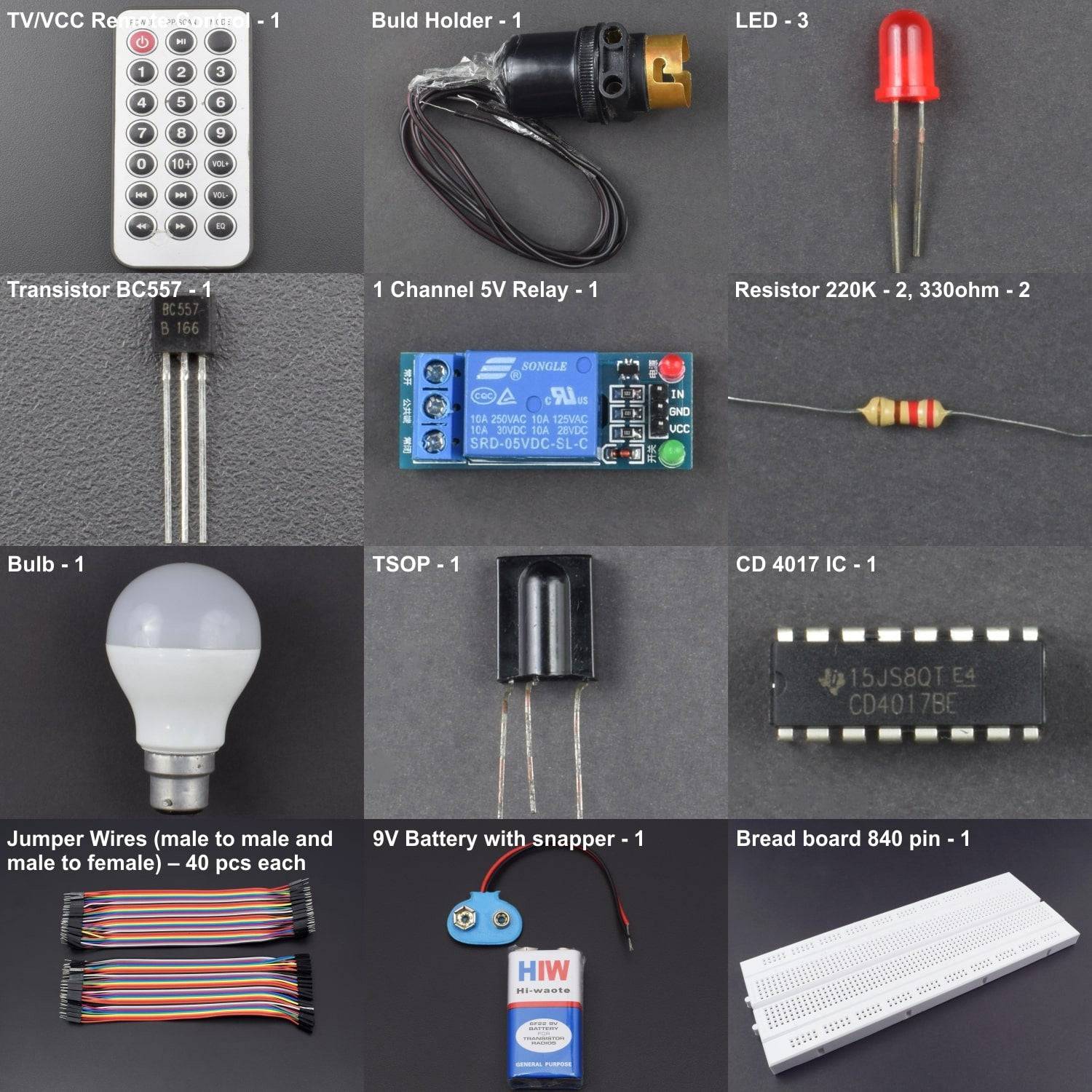 MAKE A HOME AUTOMATION SYSTEM USING TSOP AND 1 CHANNEL 5V RELAY INTERFACING WITH 4017 IC - KT855 - REES52