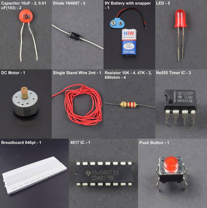 Dc motor controlling using single switch and 555 timer IC & 4017 IC - KT853 - REES52