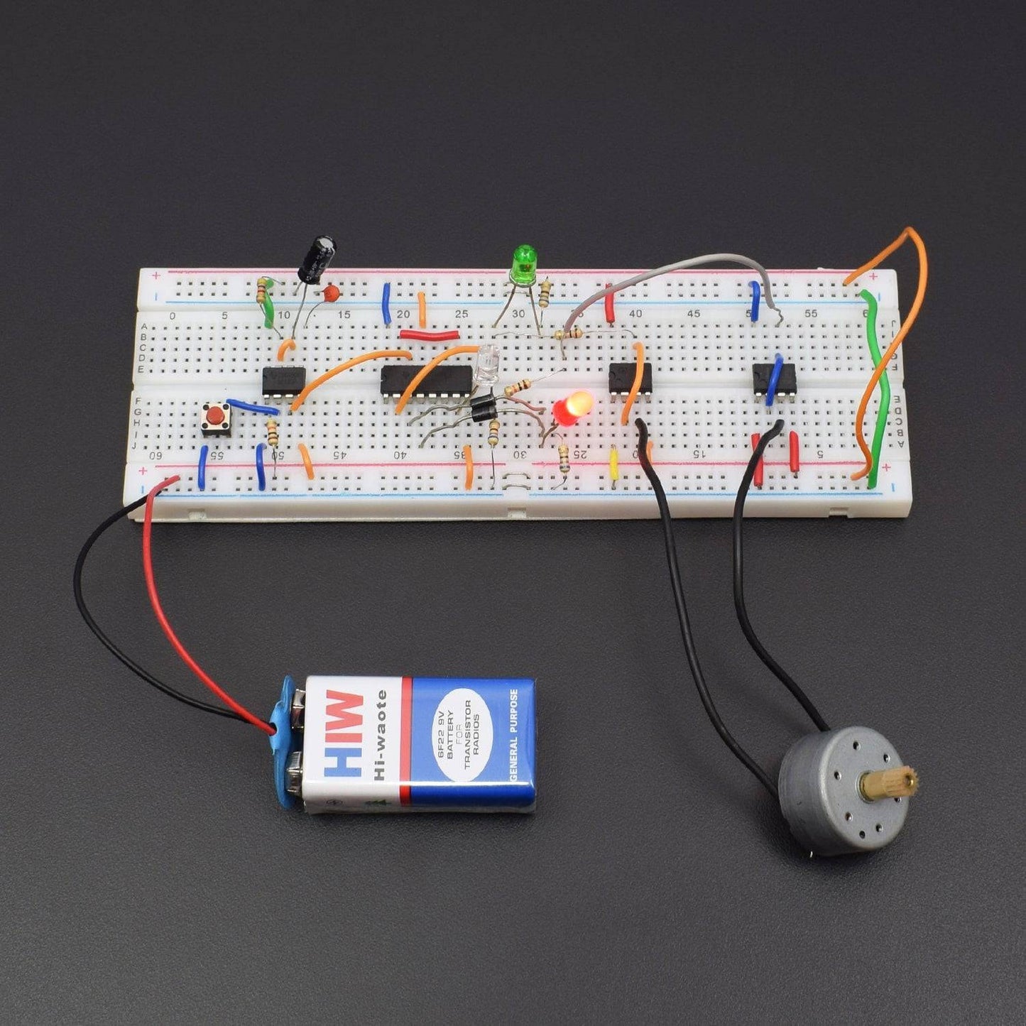 Dc motor controlling using single switch and 555 timer IC & 4017 IC - KT853 - REES52