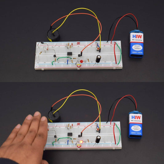 Make a power failure alarm using 555 timer IC and piezo buzzer - KT947 - REES52