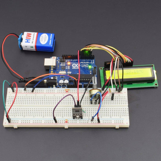 Make a thermometer using DS18B20 temperature sensor module and 16x2 LCD interfacing with arduino uno - KT778 - REES52