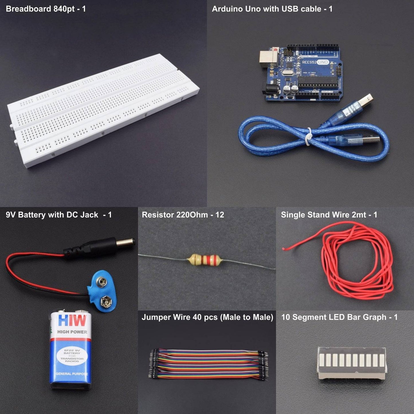 make a project using 10 segment LED bar graph scrolling using arduino uno  -KT721 - REES52