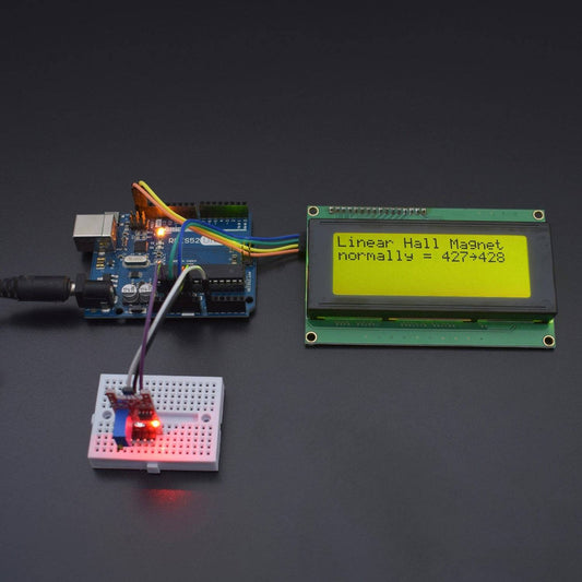 Display the Magnetic Field value on 20*4 LCD using Linear Hall Magnetic Module - KT620 - REES52