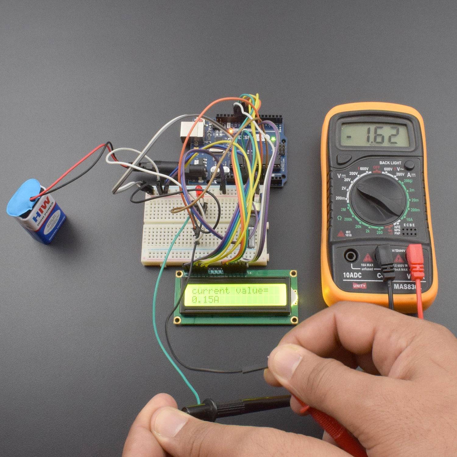 Making a Digital Ammeter using 16*2 LCD interfacing with Arduino Uno - KT932 - REES52