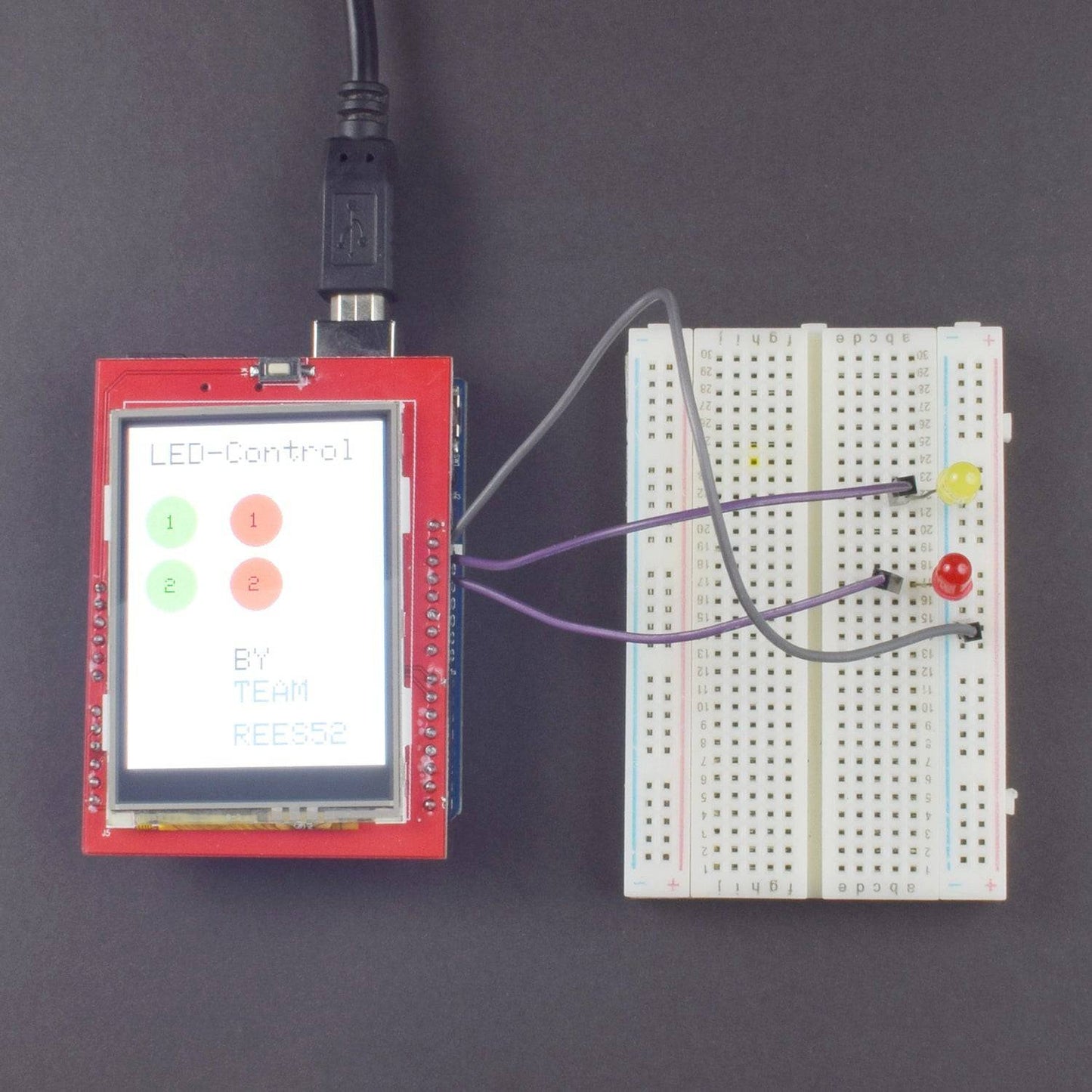 Making a home automation system using 2.4 inch TFT touch display controlling led interfacing with Arduino uno - KT900 - REES52