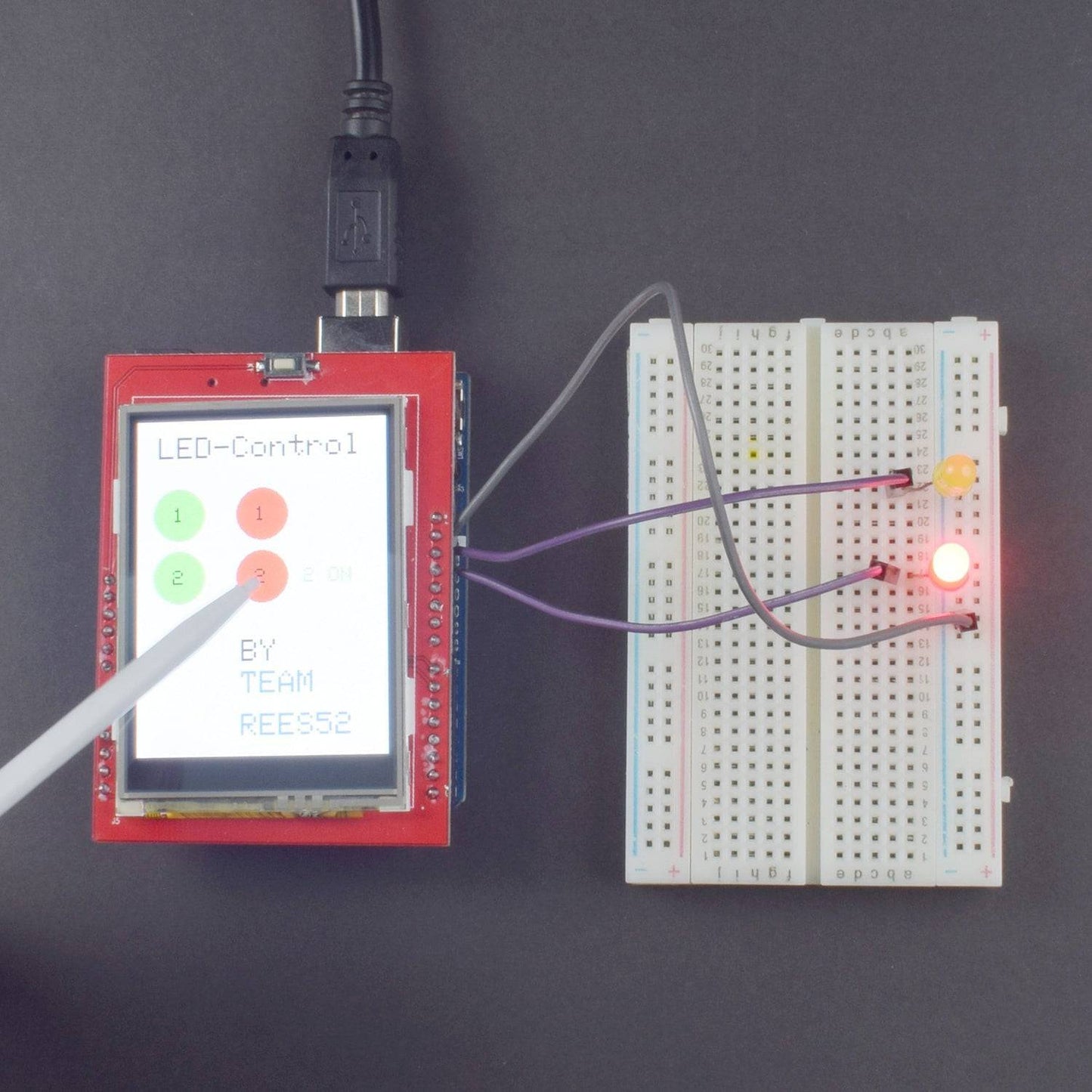 Making a home automation system using 2.4 inch TFT touch display controlling led interfacing with Arduino uno - KT900 - REES52