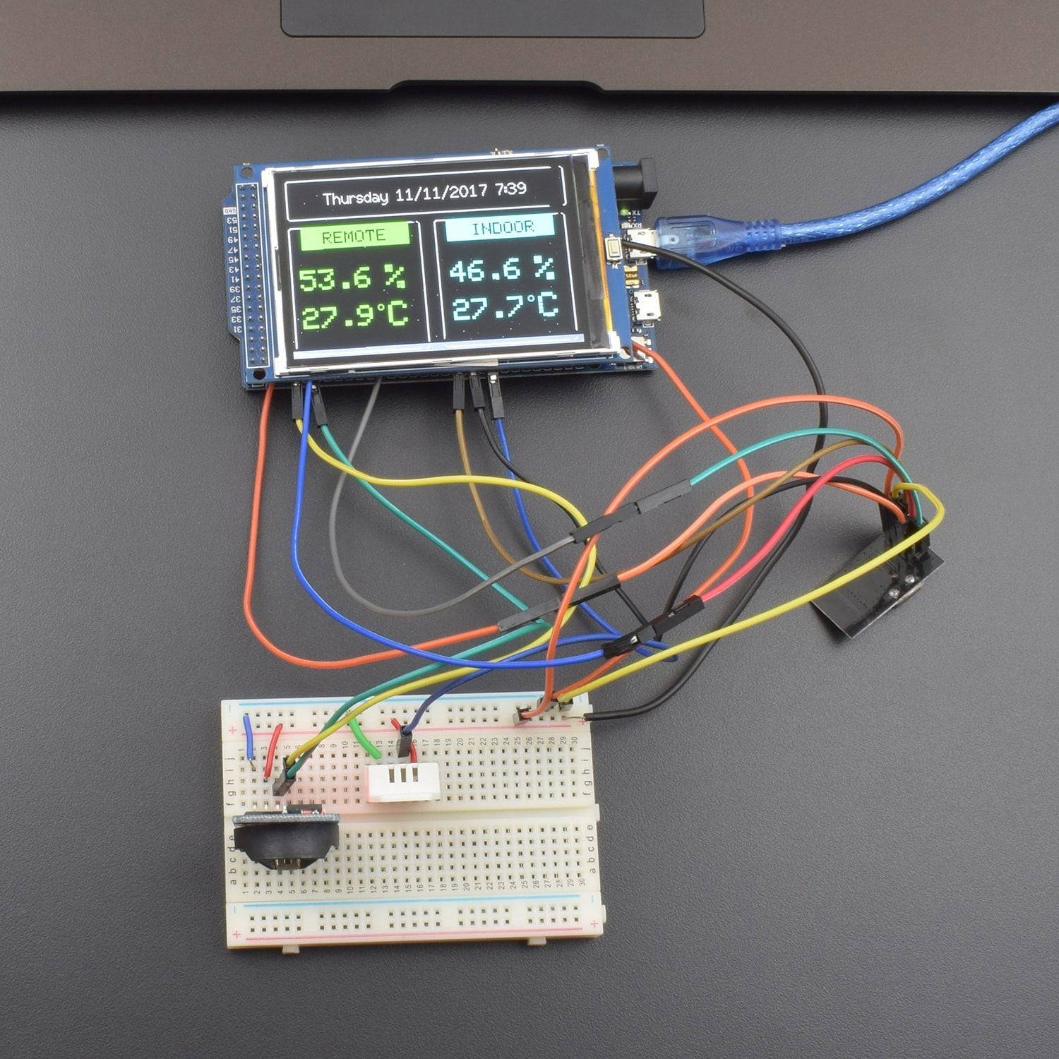 Make a wireless weather station using DHT22 sensor NRF24LO1 module and DS3231 RTC interfacing with Arduino Nano and DUE - KT865 - REES52