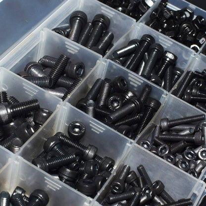 500pcs Hex Socket Head Cap Screws Bolts and Nuts Set with 15 Grids Assortment Box - Fasteners Tool Kit - RS2283 - REES52