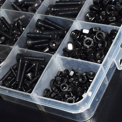 500pcs Hex Socket Head Cap Screws Bolts and Nuts Set with 15 Grids Assortment Box - Fasteners Tool Kit - RS2283 - REES52