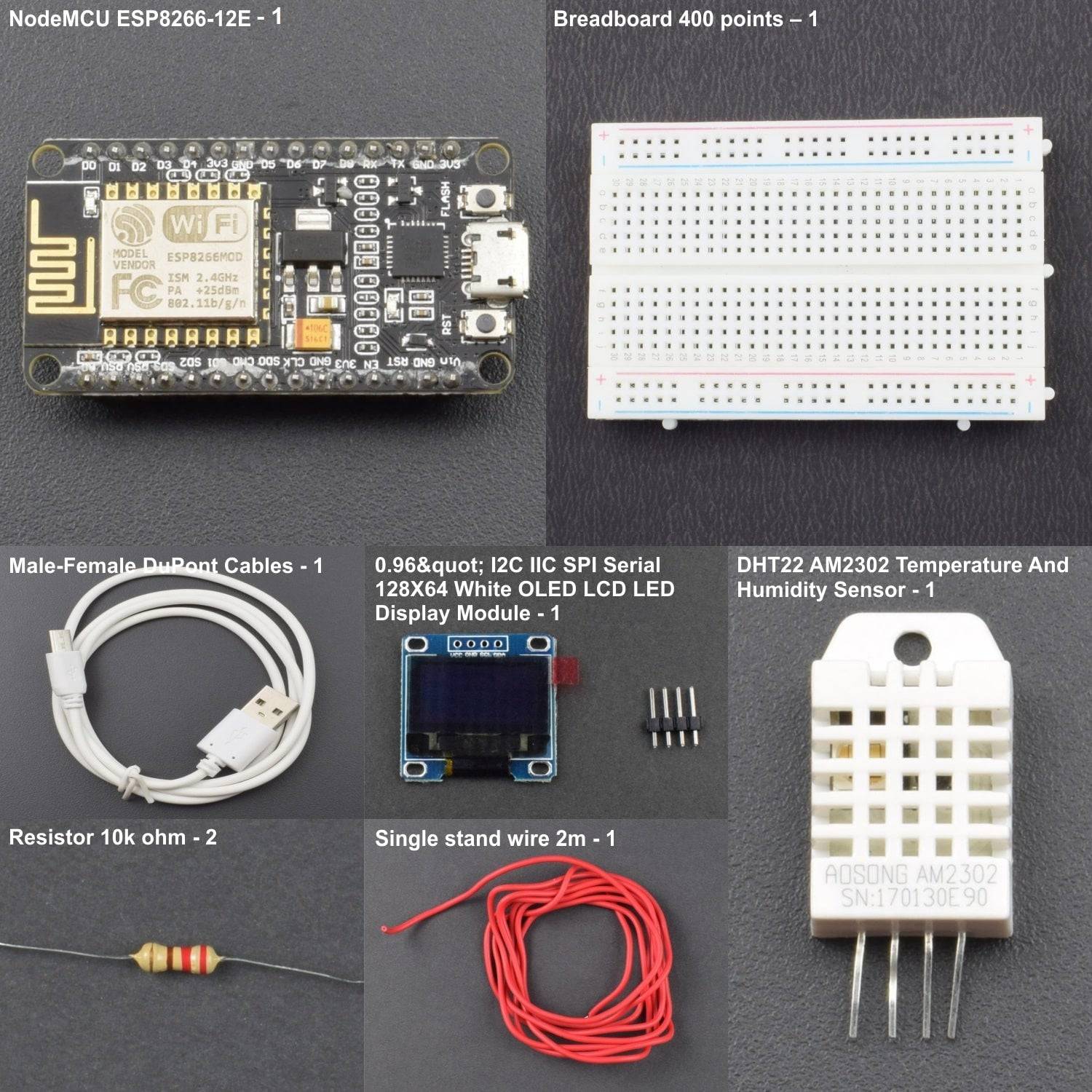 Make an IOT Weather station kit using DHT11 Module and OLED interfacing with ESP8266-12E - KT861 - REES52