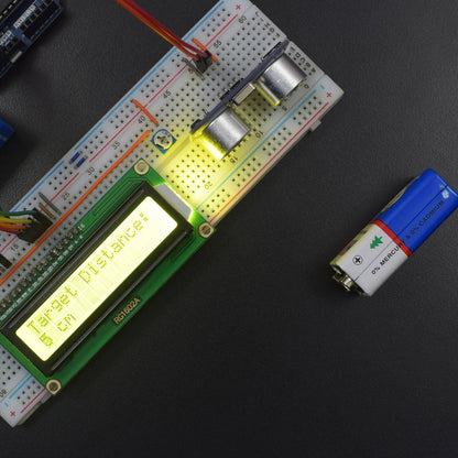 Measuring the distance using HC SR-04 and Display the Data on LCD interfacing with Arduino uno - KT930 - REES52