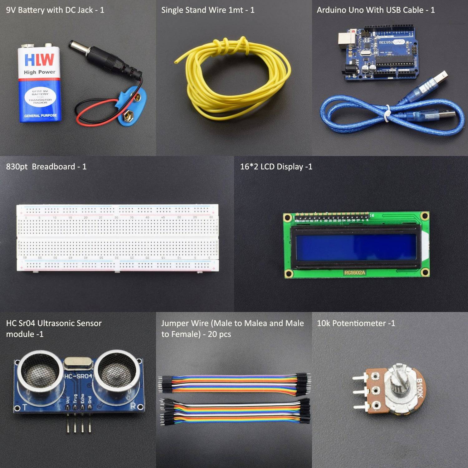 Measuring the distance using HC SR-04 and Display the Data on LCD interfacing with Arduino uno - KT930 - REES52