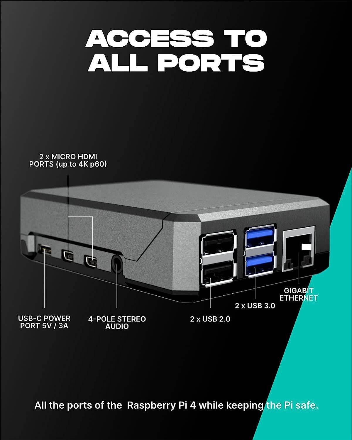 Argon NEO Raspberry Pi 4 Case  Designed for GPIO and PoE Access, Cooling Fan, Camera, and LCD Display - RS2998 - REES52