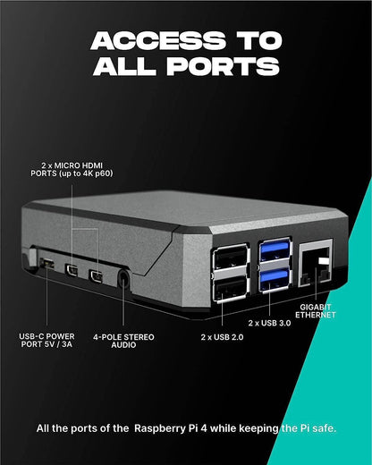 Argon NEO Raspberry Pi 4 Case  Designed for GPIO and PoE Access, Cooling Fan, Camera, and LCD Display - RS2998 - REES52