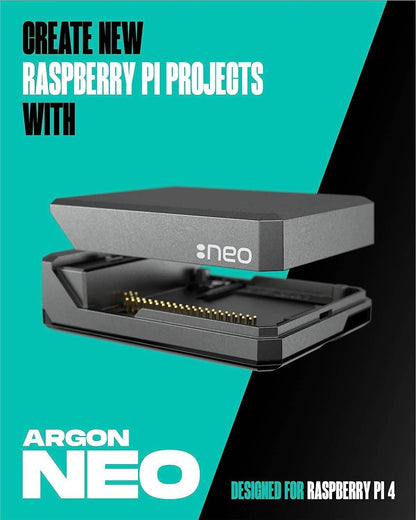 Argon NEO Raspberry Pi 4 Case  Designed for GPIO and PoE Access, Cooling Fan, Camera, and LCD Display - RS2998 - REES52