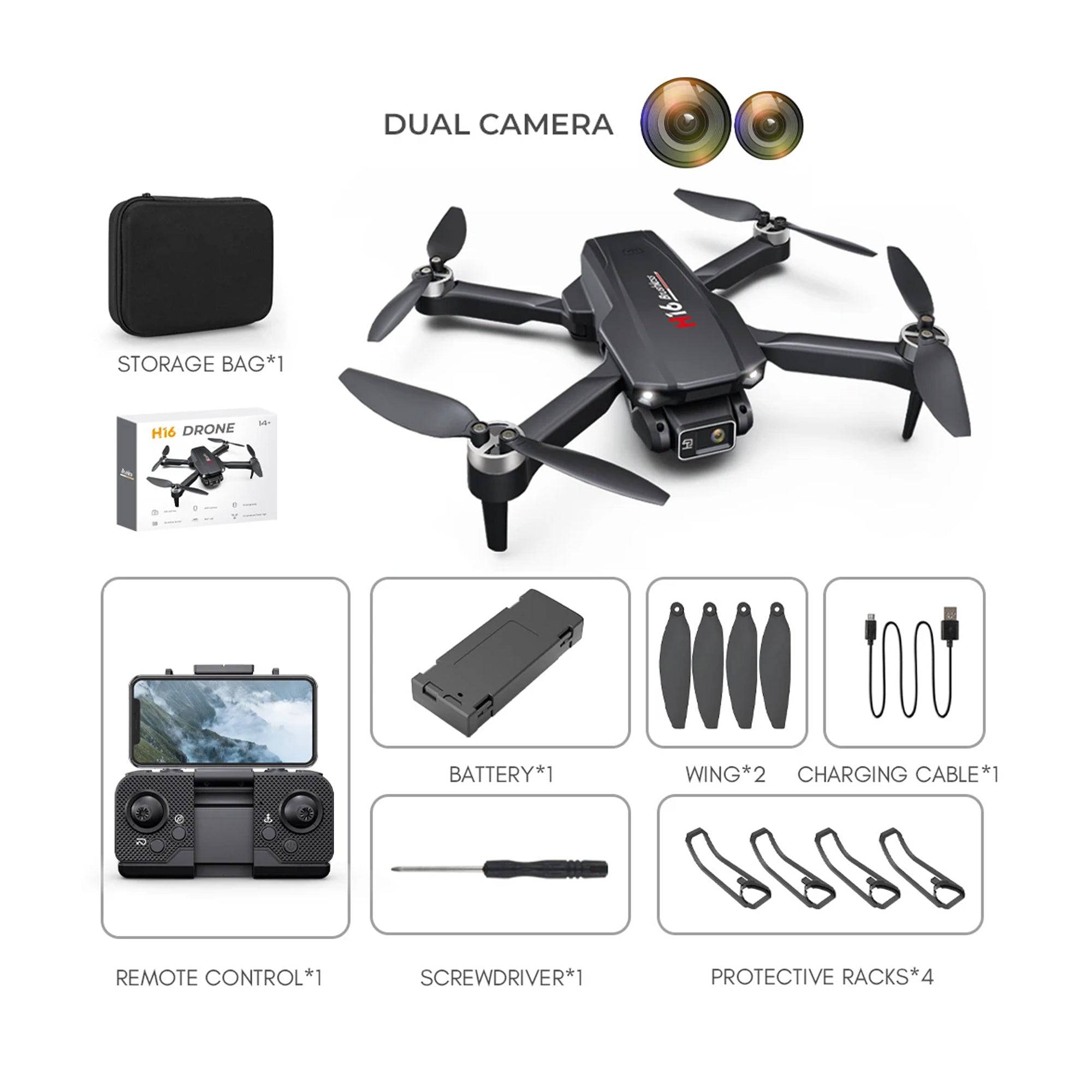 H16 Mini RC Foldable Drone With 4K Dual Camera