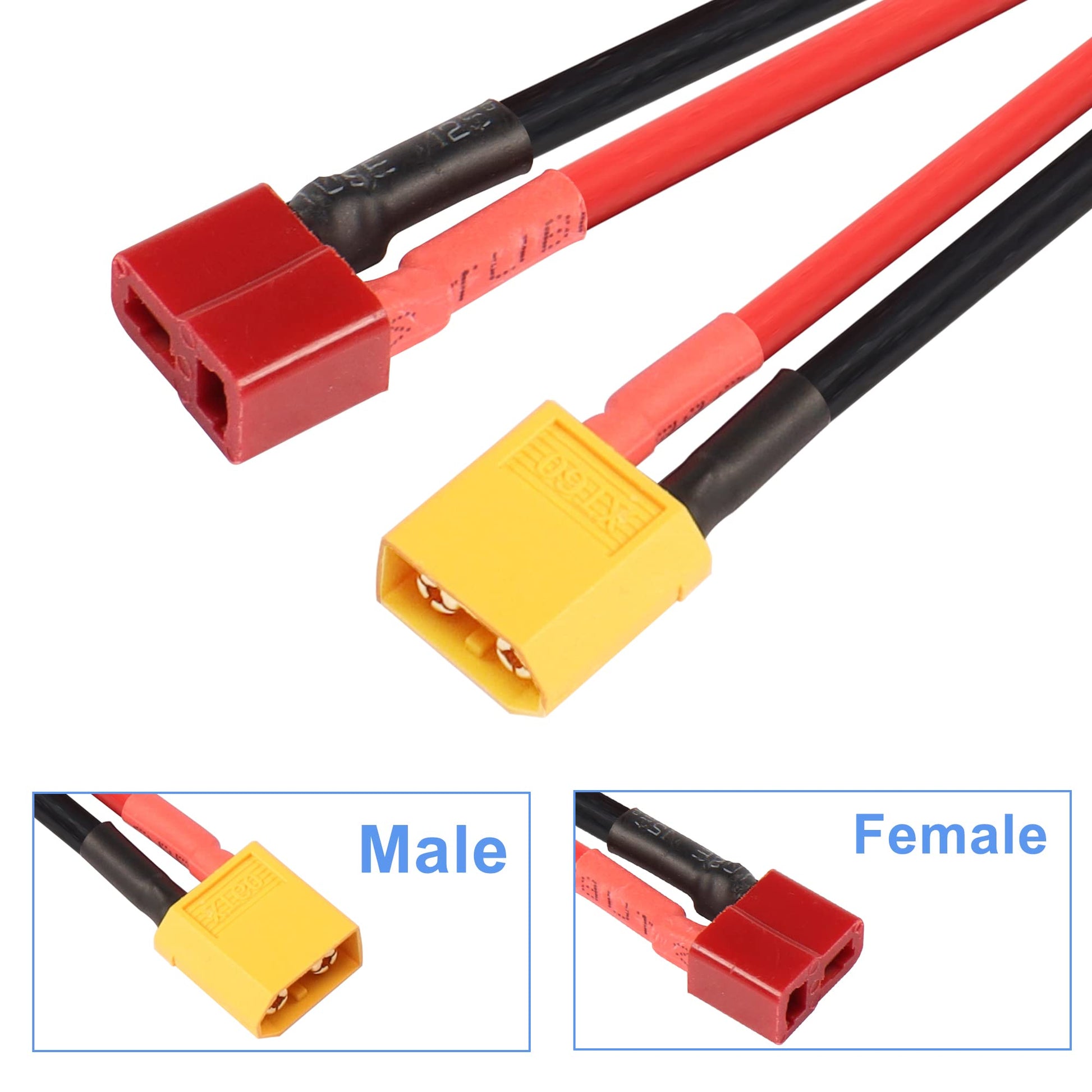 SafeConnect Male XT60 Female T-Connector for Charger ESC