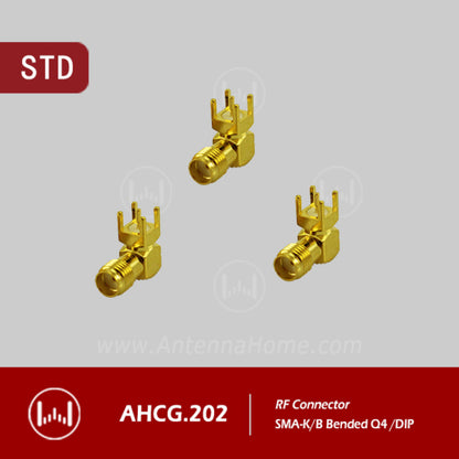 AntennaHome AHCG.202 SMA-K Bended Q4 DIP Connector Right Angle SMA-K Connector For DIP Mounting - RS7359