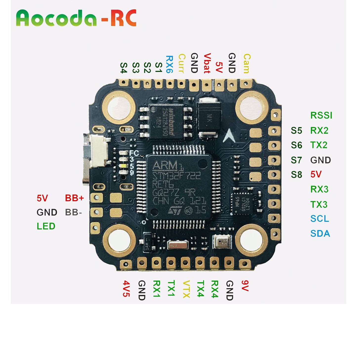 Aocoda F7 Mini V1.0 Flight Controller F7 Mini FC For Huafei Racing Drones RC Flight Controller With OSD Barometer Black Box For RC FPV Quadcopter Drones - RS7304