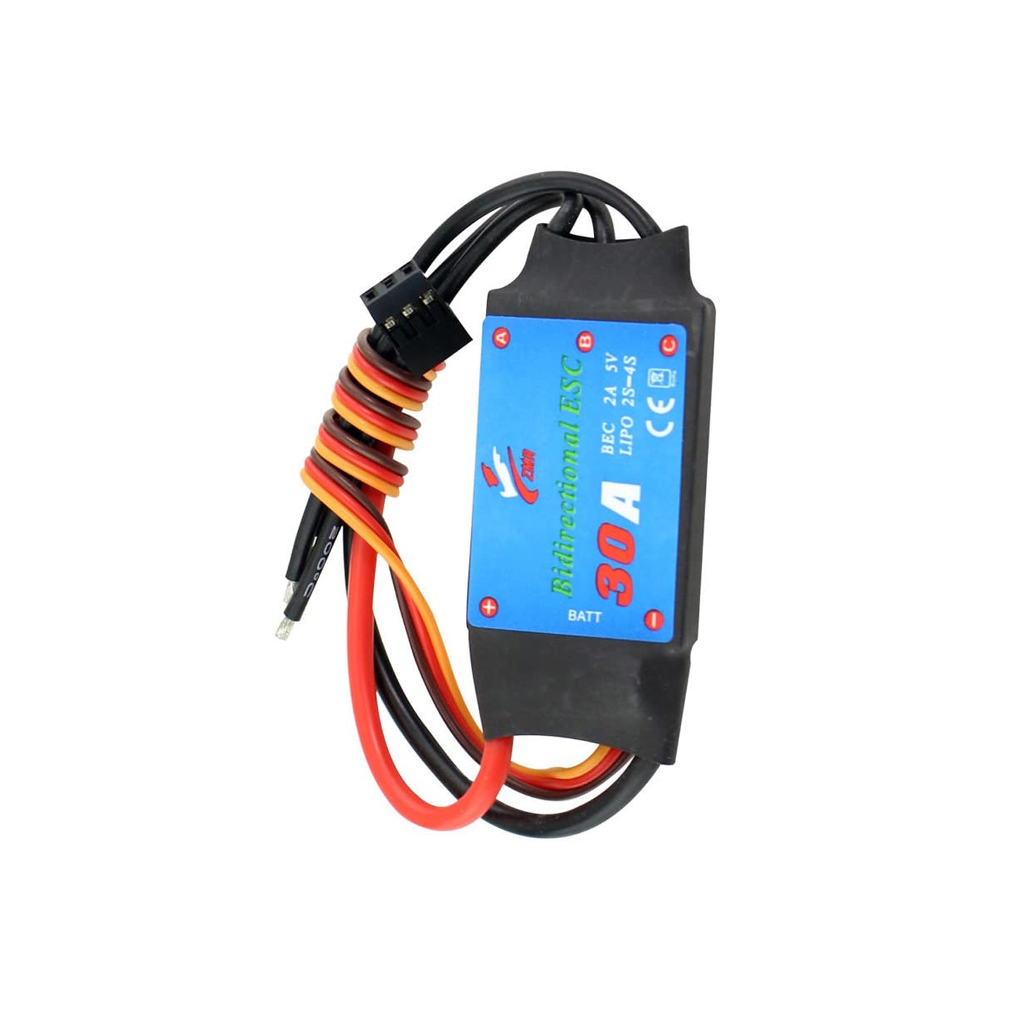 30A Bidirectional Brushless ESC 2-4S UBEC 5V 2A Electric Speed Controller For Remote Control Car Pneumatic Underwater High Current Bidirectional UBEC For 2-4S Lipo Batteries in RC Helicopters For FPV Drones and Racing Quadcopters - RS7317