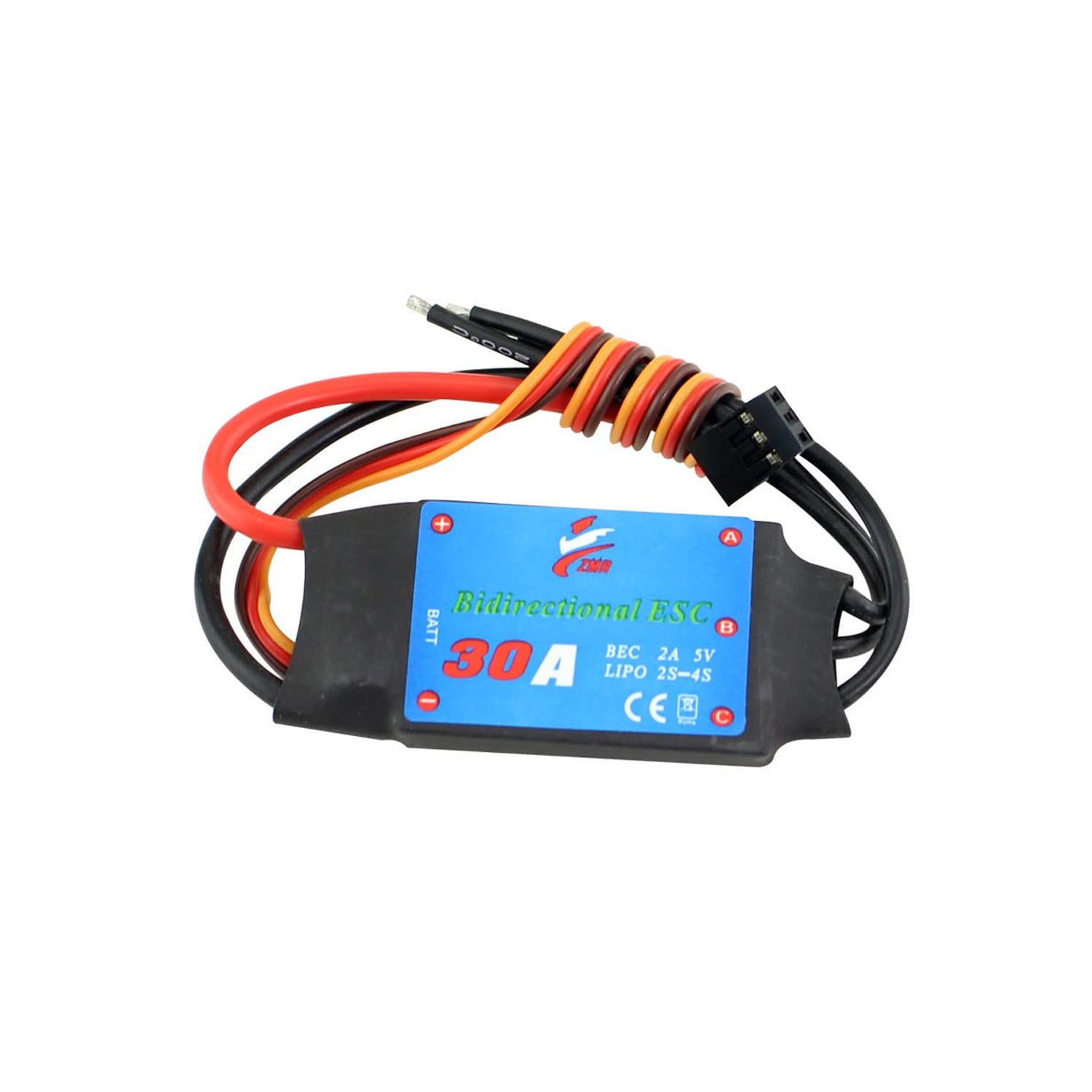 30A Bidirectional Brushless ESC 2-4S UBEC 5V 2A Electric Speed Controller For Remote Control Car Pneumatic Underwater High Current Bidirectional UBEC For 2-4S Lipo Batteries in RC Helicopters For FPV Drones and Racing Quadcopters - RS7317