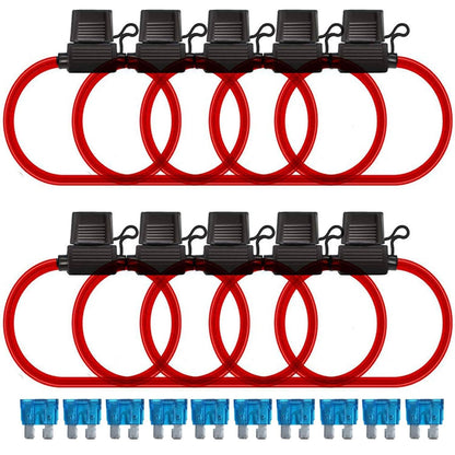 Car Fuse Holder Kit Automotive Fuse Block Kit Waterproof Inline Fuse Holders Kit Complete Car Fuse Holder Kit With 16 Gauge, 15 Amp Protection - RS6184