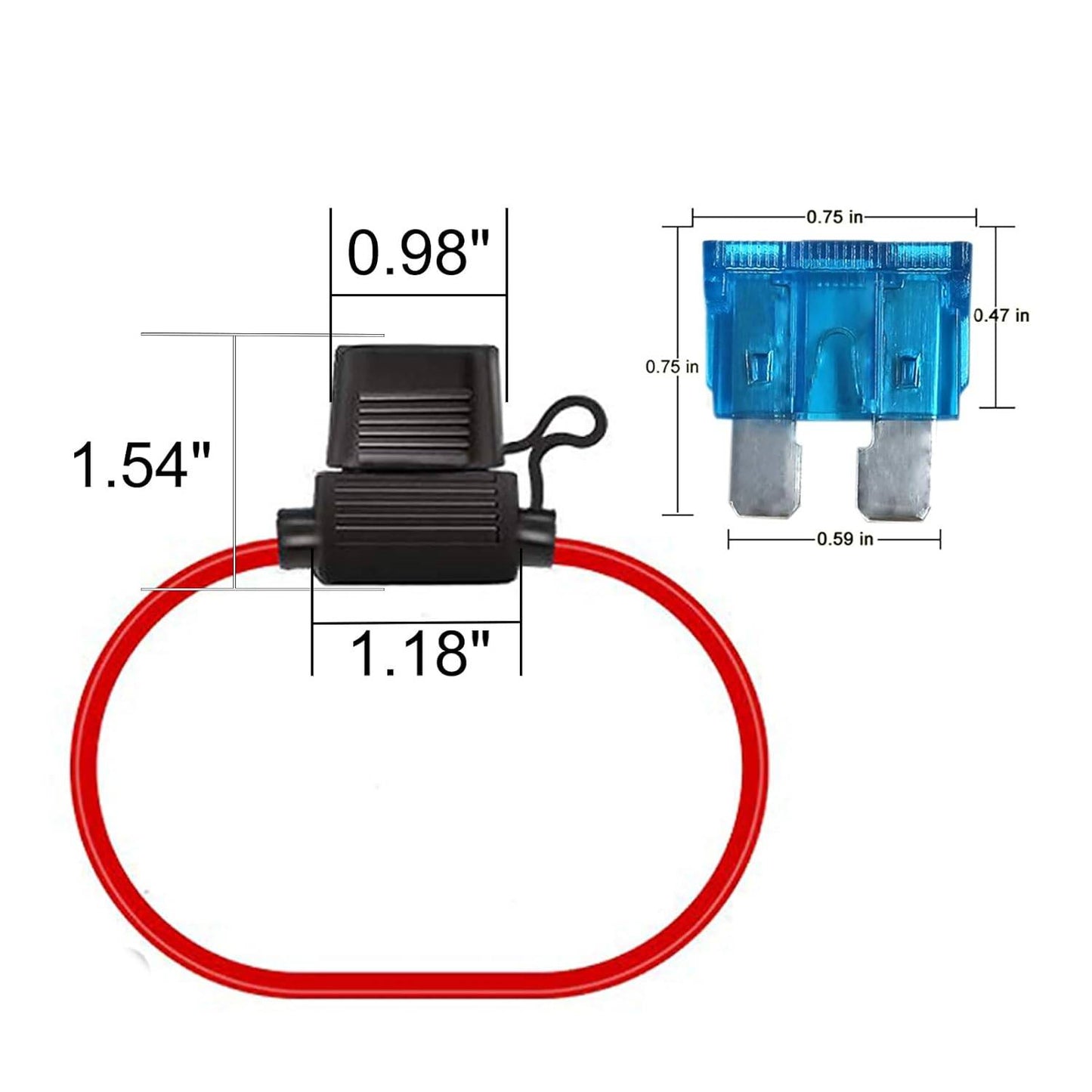 Car Fuse Holder Kit Automotive Fuse Block Kit Waterproof Inline Fuse Holders Kit Complete Car Fuse Holder Kit With 16 Gauge, 15 Amp Protection - RS6184