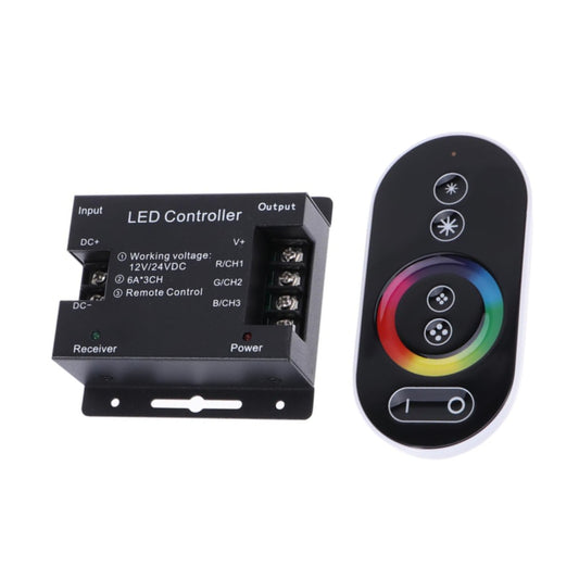 DC12-24V 18A RF Touch RGB Controller With CT Dimmer & Remote RF Touch RGB Controller DC12-24V 18A RGB LED Controller For Home & Commercial Use - RS5326