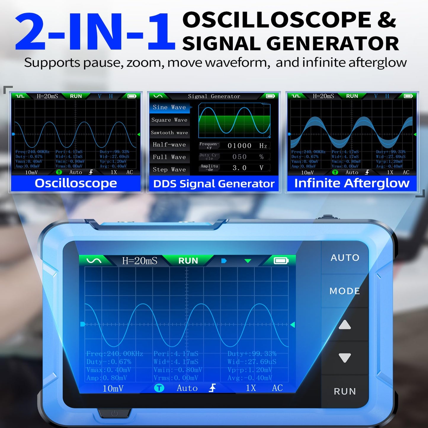 FNIRSI DSO-510 2-in-1 Oscilloscope & Signal Generator DSO-510 Mini Handheld Digital Oscilloscope 2-in-1 Portable Oscilloscope And Signal Generator For Electronics Projects - RS8295