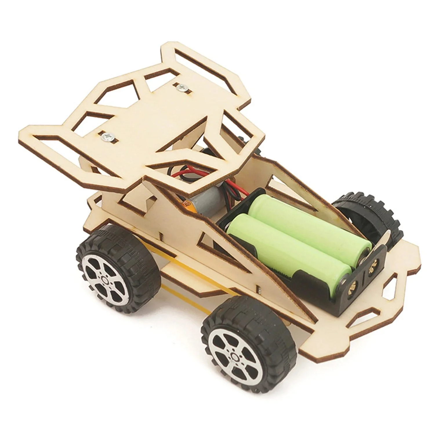 DIY Wooden 4WD Racer Car Kit Educational Craft DIY Kit Children Science and Technology in s Assembled Experiment DIY Model Building Kits- RS6422