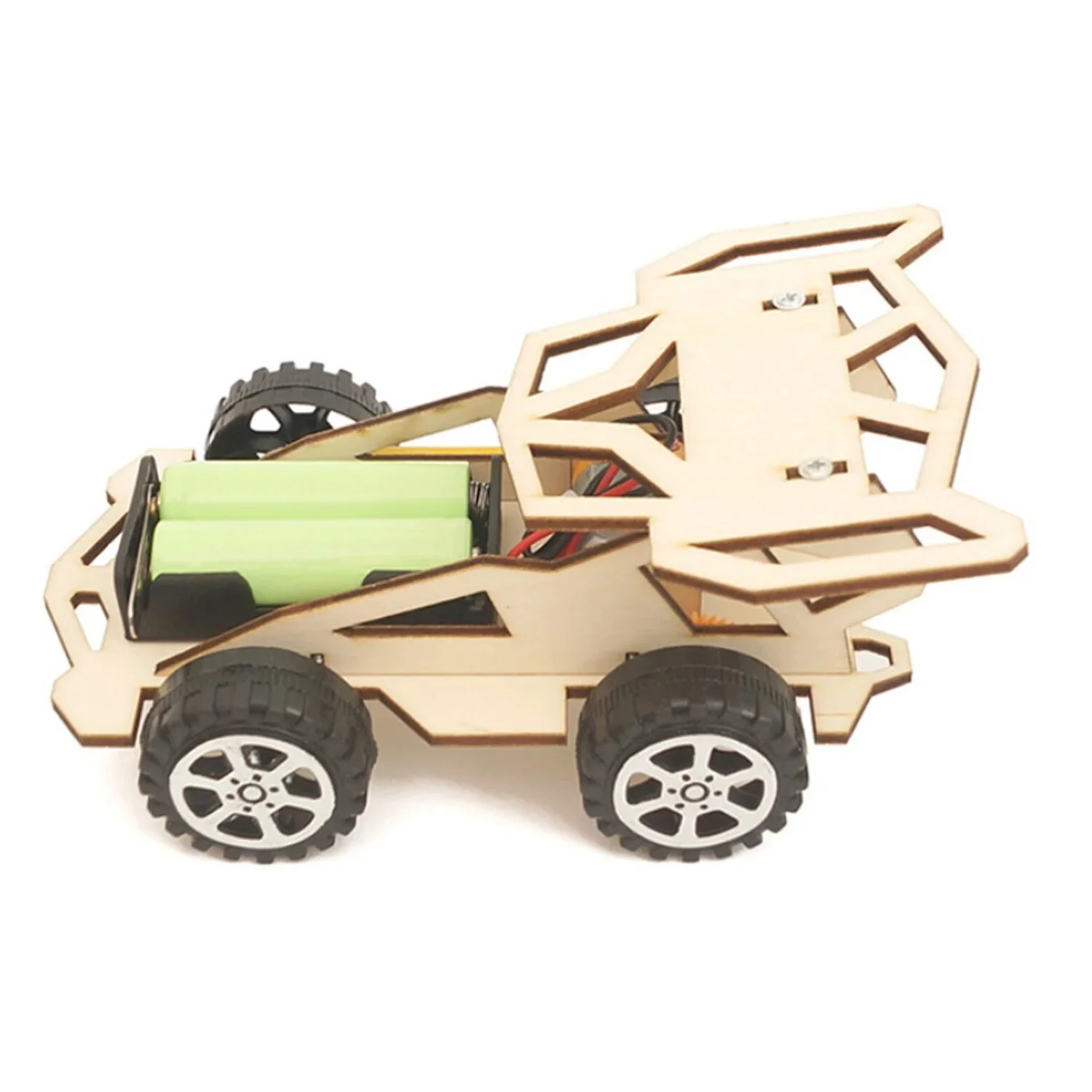 DIY Wooden 4WD Racer Car Kit Educational Craft DIY Kit Children Science and Technology in s Assembled Experiment DIY Model Building Kits- RS6422