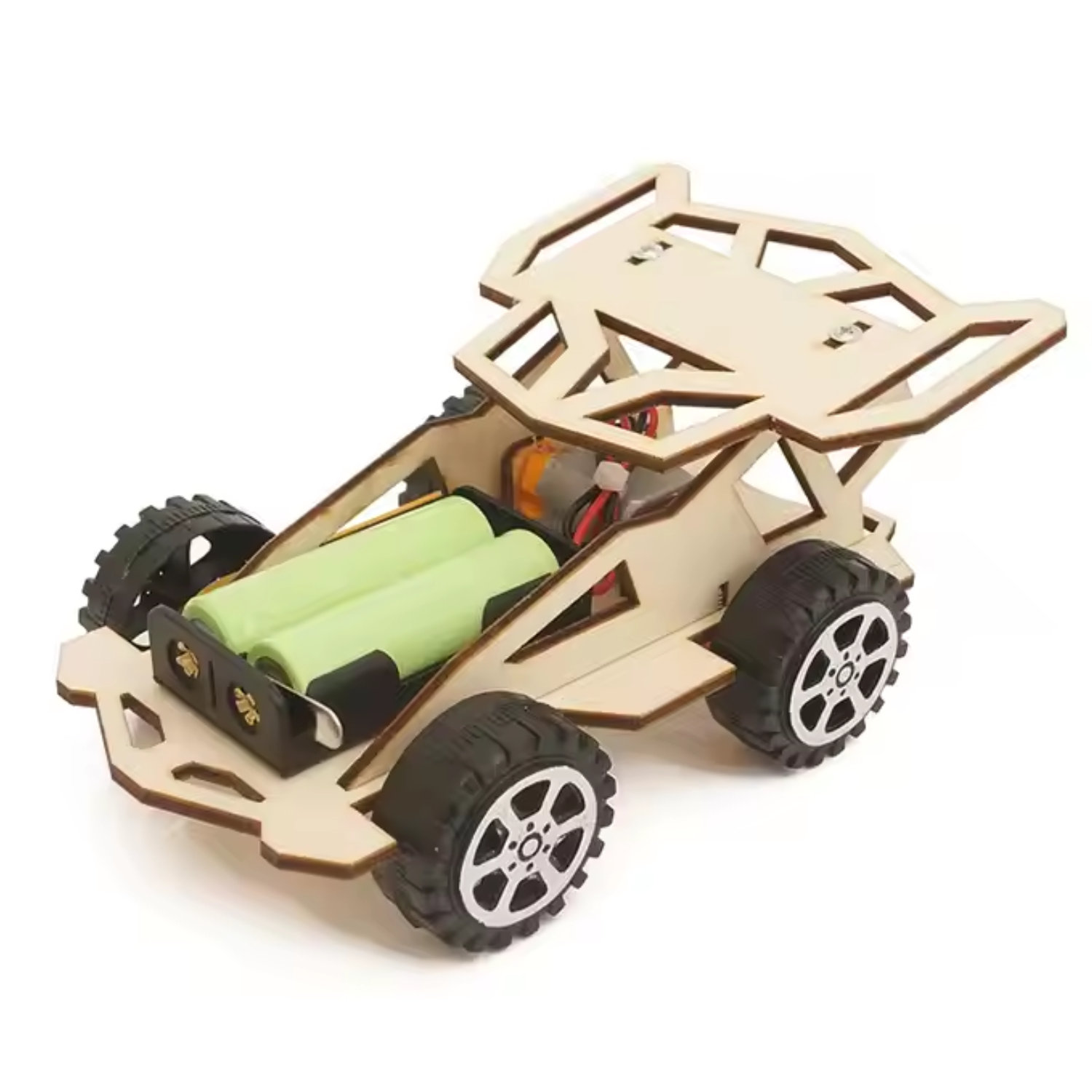 DIY Wooden 4WD Racer Car Kit Educational Craft DIY Kit Children Science and Technology in s Assembled Experiment DIY Model Building Kits- RS6422